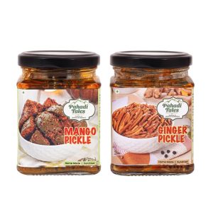 Mango and Ginger Pickle Combo | Home Made Achar in Mustard oil, Sundried | 2 Pack, (200 Gram Each)