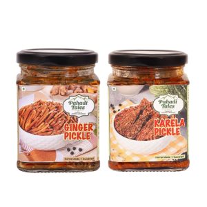 Ginger and Karela Pickle | Home Made Achar, Sundried | Pack of 2 combo | 200 grams each