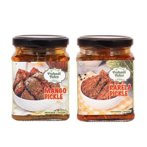 Mango and Karela Pickle Combo | Home Made Achar, Sundried | Pack of 2 | 200 Gram each